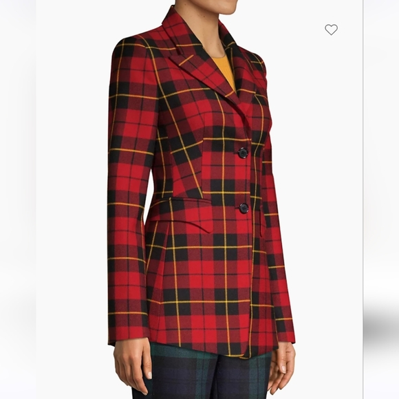 Michael Kors Collection Red tartan plaid blazer coat cape sz 8 nwot wool Italy - Picture 5 of 9